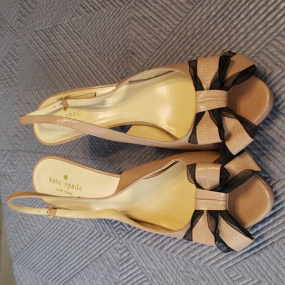 kate spade size 10 tan and black heels - Picture 2 of 10